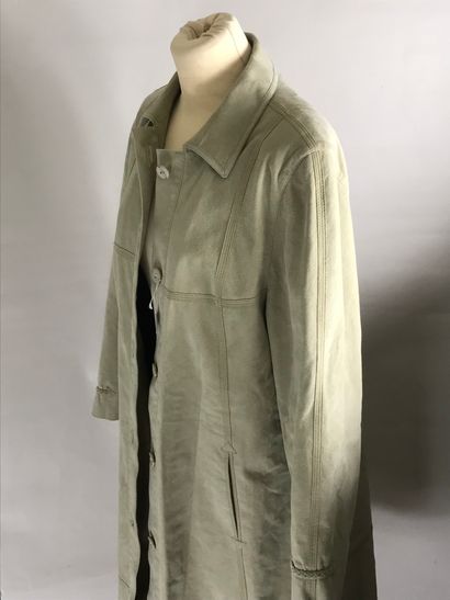 null Set of 2 beige trench coats, one in lambskin, the other in alcantara "Baronia...