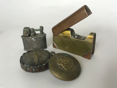 null Lot including three small magnifying glasses, two of which are old, three lighters...