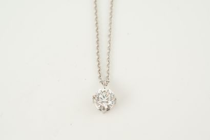 null Necklace in 18k white gold set with a brilliant-cut diamond of 0.71cts color...