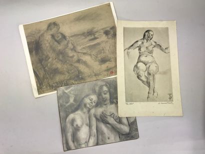 null Suzanne TOURTE (Cormontreuil, Marne, 1904-1979) 
Lot of four engravings and...