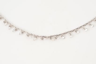 null Necklace in 18k white gold decorated with 43 brilliant cut diamonds in pampille...