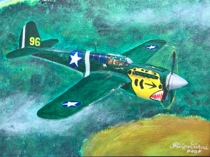 null Philippe CONRAD (1945)
Curtis P40 E and P80A aircraft 
Two oils on canvas, signed...