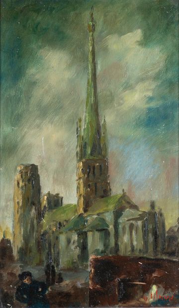 null Emile-Henry TILMANS (1888-1960).
Cathedral of Rouen.
 Oil on isorel signed in...