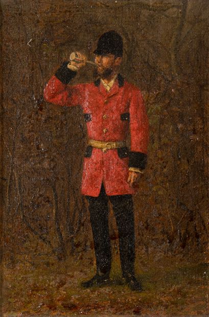 null French school of the 19th century
Person in red uniform blowing a small wind...