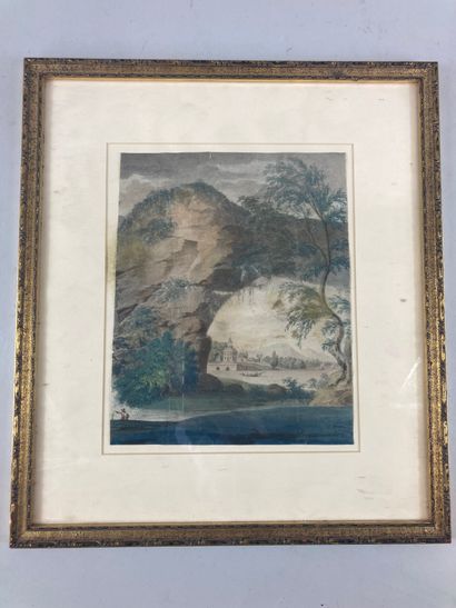 null French school of the 19th century
"Lake Landscape
Watercolor and gouache on...