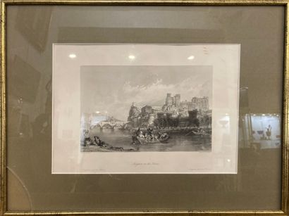 null Suite of two English engravings 
- "View of Rouen" by T.Sutherland. 24 x 29,5...