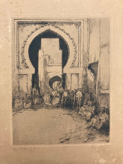 null Isidore VAN MENS (1890-1985)
Lot of two orientalist engravings, signed lower...