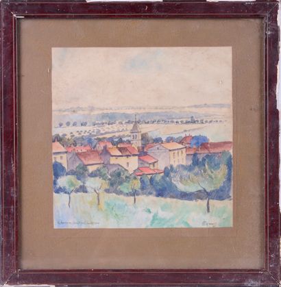 null G. EYMARD (XXth)
View of a village. 
Watercolor on paper signed lower right,...