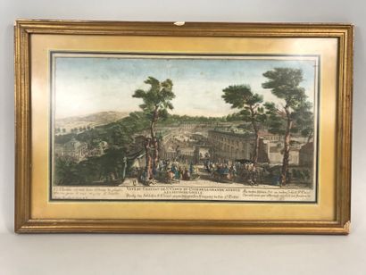 null Martin ENGELBRECHT (1684 - 1756)
Lot of two engravings heightened with watercolor,...
