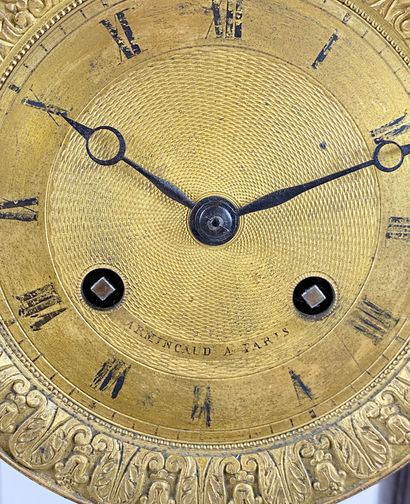 null ARMINGAUD 
Portico clock in veneer and blackened wood. 
Restoration period.
Height:...