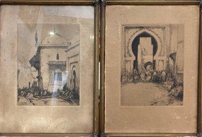 null Isidore VAN MENS (1890-1985)
Lot of two orientalist engravings, signed lower...