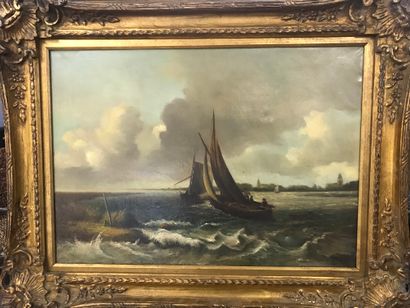 null French school, end of XIXth century Marine
Oil on canvas signed lower right...