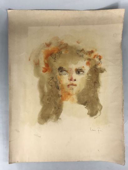 null Léonor FINI (1907-1996) 
Portrait de jeune femme. 
Lithographie signée. 
64,7...