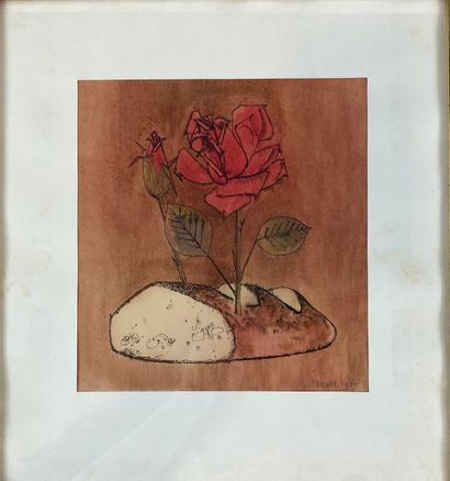 null FORGAS (XXè)
La rose
Encre sur papier réhaussé à l'aquarelle, signée, datée...