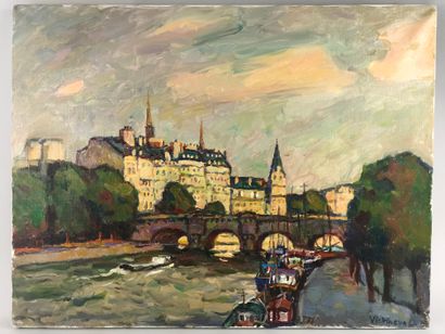 null Olga VICHNEVA (20th century)
View of the Pont Neuf
Oil on canvas, signed lower...
