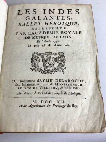 null Académie royale de musique de Lyon
Recueil d'Opéras dont Les Indes Galantes,...