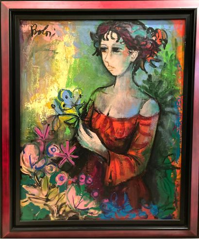 null Jacques BOLORE (born in 1921)
Brigitte in the garden 
Oil on canvas, signed...