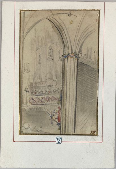 null ISABEY Eugene (1803 - 1886)
Interior of a chapel
Graphite drawing, signed lower...