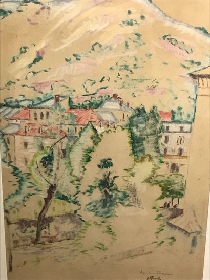 null Eugène ALLUAUD (1866 - 1947)
Aix-Les-Thermes
Pastel sur papier, signé du cachet...