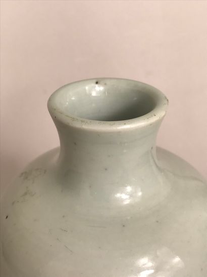 null CHINE, XIXe siècle
Vase meiping en porcelaine bleu blanc 
Haut.: 24 cm.