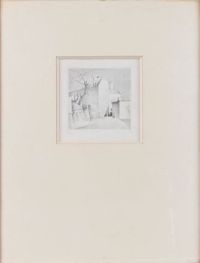 null Ywan CERF (1883-1963)
Vue de village. 
Gravure signée en bas à gauche. 
13 x...