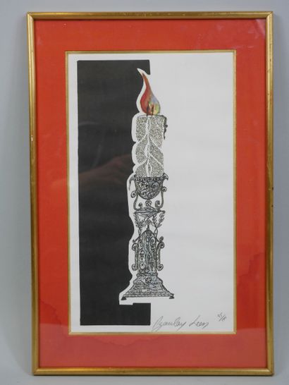 null Leon AZOULAY. 
Candle. 
Lithograph signed and numbered 95/500. 
24 x 20 cm (at...