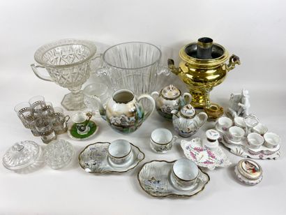 null Set of ceramics including a part of porcelain tea/coffee service, an egg cup...