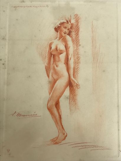 null Suzanne MEUNIER (1888-1979)
Lithographie à la manière d'une sanguine, représentant...
