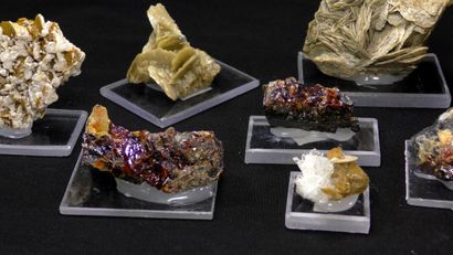 null Set of minerals from the coal mines of La Mure d'Isère. 
Four red sphalerites,...