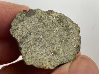 null NWA 869
Chondrite L4-6. Talon de 40g, une face sciée 3,5x3cm, un peu de croûte...