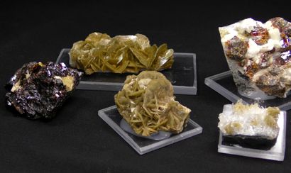 null Set of minerals from the coal mines of La Mure d'Isère. 
Three sphalerites,...