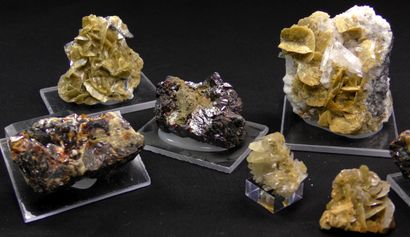 null Set of minerals from the coal mines of La Mure d'Isère. 
Three sphalerite, two...