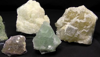 null Set of 7 fluorites from Fonsante, Var, which perfectly illustrates the diversity...