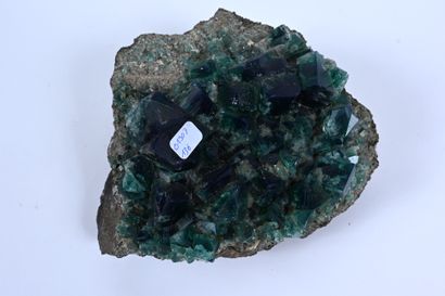 null Importante plaque de fluorite dichroïque de Rogerley, quelques cristaux de 4...
