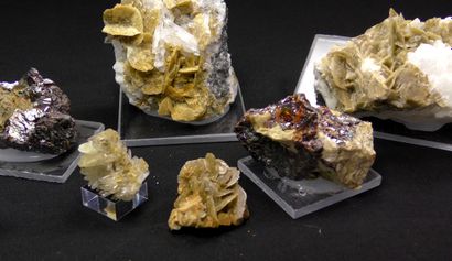 null Set of minerals from the coal mines of La Mure d'Isère. 
Three sphalerite, two...