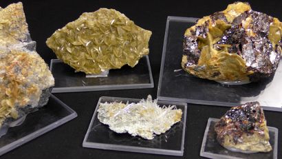 null Set of minerals from the coal mines of La Mure d'Isère. 
Three siderites, two...