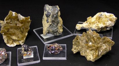 null Set of minerals from the coal mines of La Mure d'Isère. 
Five nice sphalerites,...
