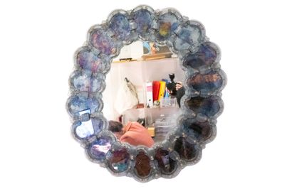 MURANO
Grand miroir circulaire en verre bleu...