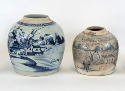 CHINE, XVIIIè - XXè siècle.
Deux pots à décor...