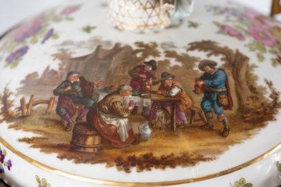 null Saxony, MEISSEN
Large porcelain bowl decorated with village scenes and polychrome...