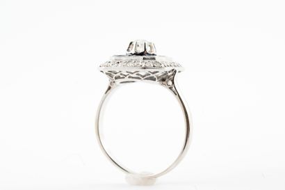 null 18k white gold and platinum ring set with a 0.20ct old-cut diamond in a radiant...