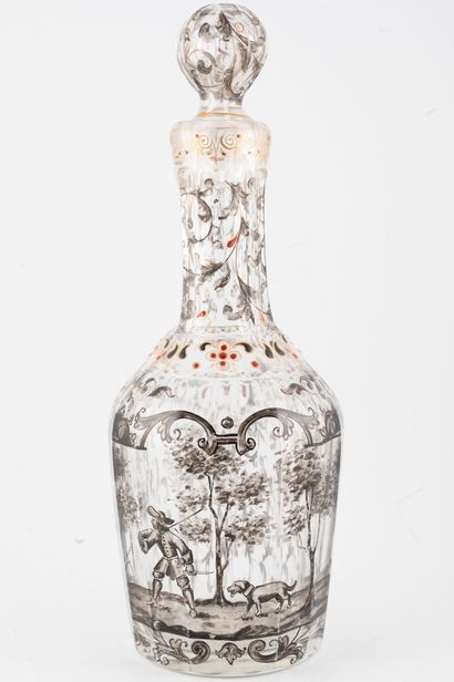 null Émile GALLÉ (1846-1904)
Set consisting of a bonbonnière, a carafe and a glass...