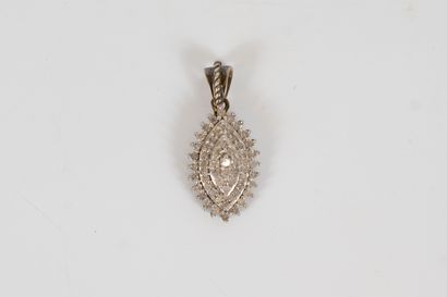 null 925/°° silver pendant, navette shape, entirely set with diamonds totaling approx....
