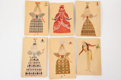 null 20th century RUSSIAN ECOLE
Set of six gouache drawings of theater costumes.