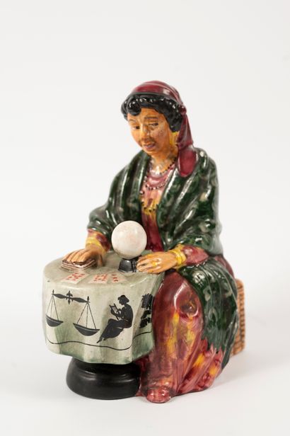 null ENGLAND Fortune-teller. Proof in fine earthenware. 
With small earthenware basket....
