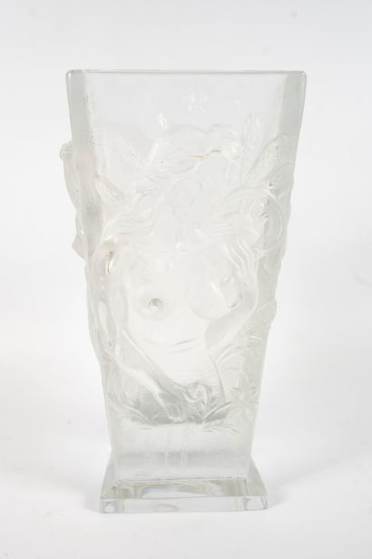 null Pressed-molded glass quadrangular vase depicting the four seasons in the form...