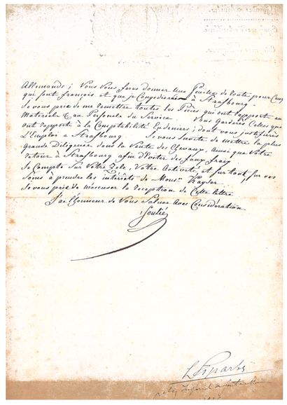 null Military letter dated July 18, 1806 to Guntzbourg about the sale of horses,...