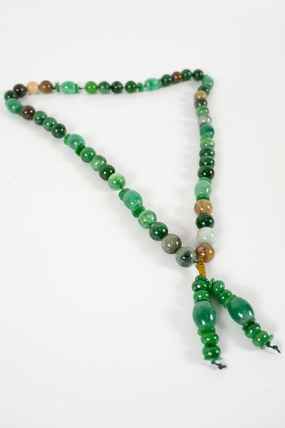 null Necklace of 10-20mm jade and jadeite beads, punctuated with jade discs. 
Length:...