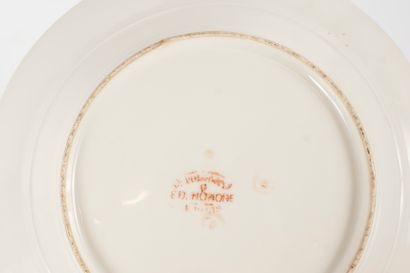 null Lot of porcelain plates including: 
- Edouard HONORE (1820-1855). White porcelain...