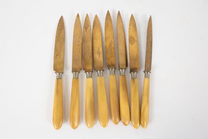 null THIEBAUT - ASTRUC, in Lille
Eight fruit knives, horn handles and gilded metal...